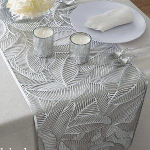 Leaf Laser Cut Table Runner in Silver